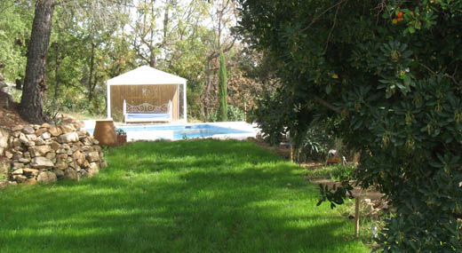 Garden viewed from tarrace leading to the swimming pool